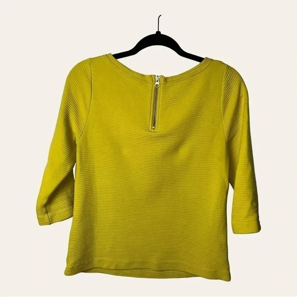 0506W.. BODEN‎ BLOUSE 3/4 SLEEVES LIME YELLOW IN COLOR ZIPPERED POCKETS - Picture 7 of 12